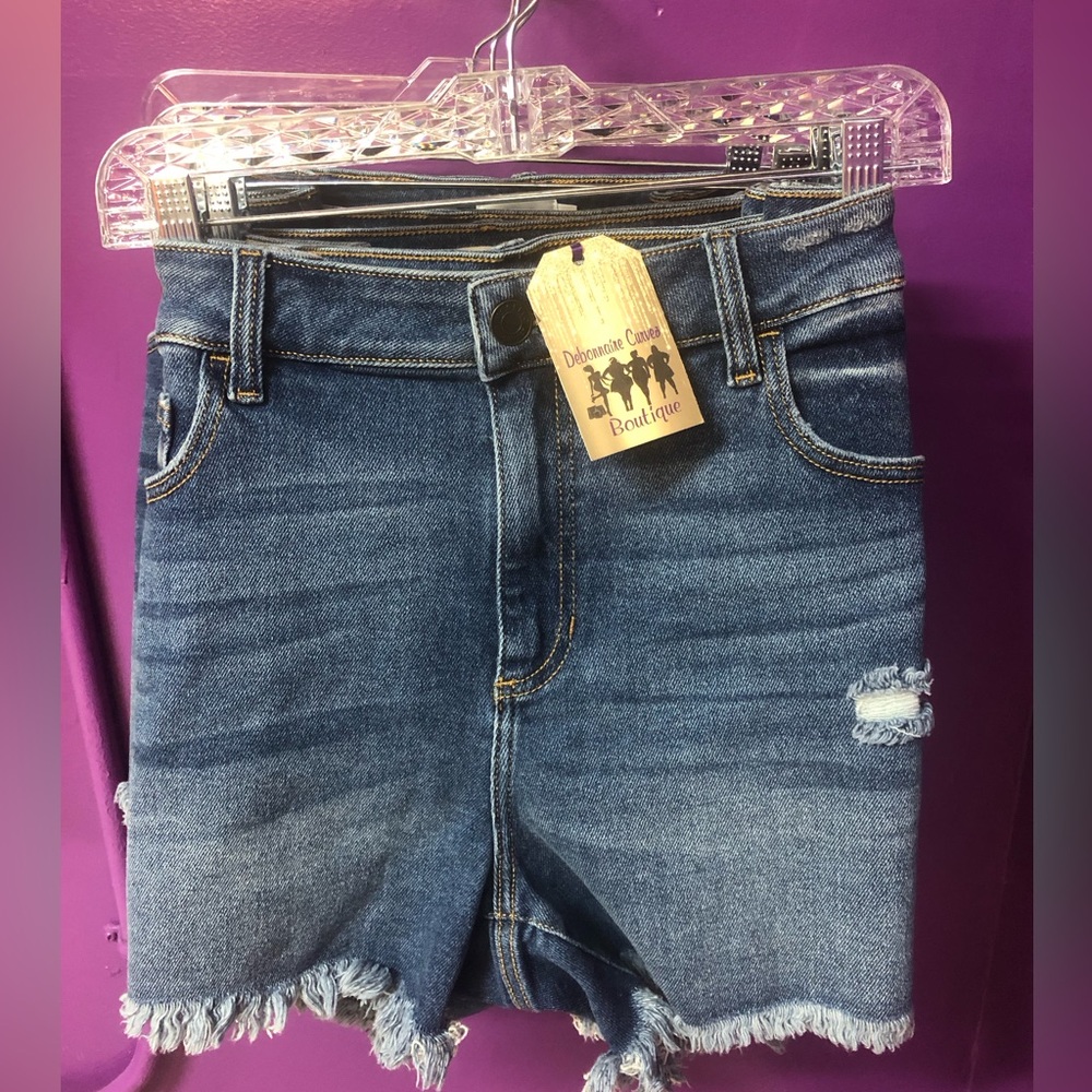 Distressed Blue Denim Shorts